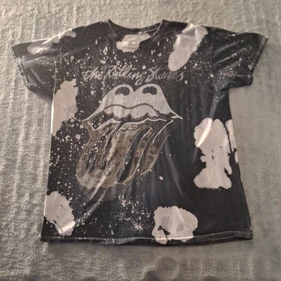 The Rolling Stones Graphic Print Tie Dye T-Shirt Rock Band Tee Size Medium Black - Picture 1 of 6
